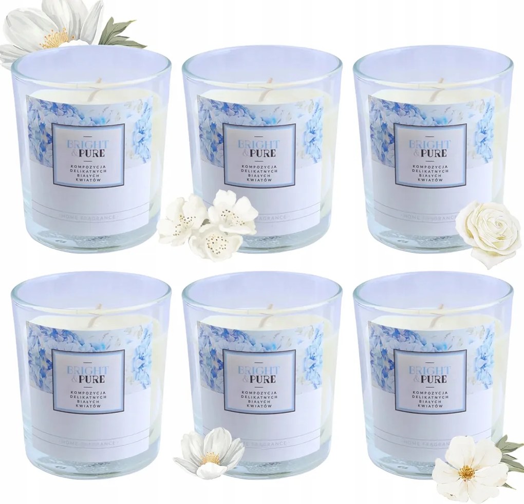 6db-os Ajándék Szett Nagy Gyertya Illatos Virágos Gyertya Üvegben