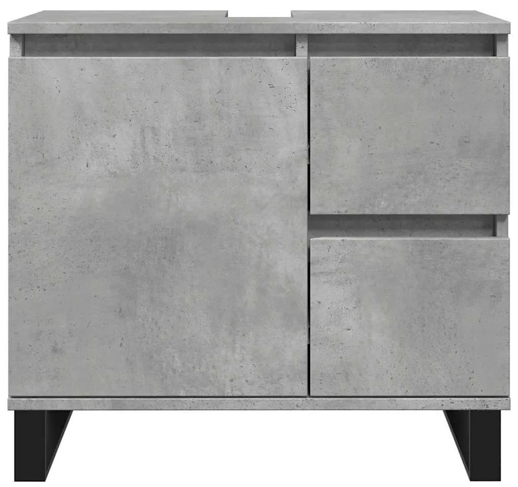 Betonszürke szerelt fa fürdőszobai mosdószekrény 65x33x60 cm
