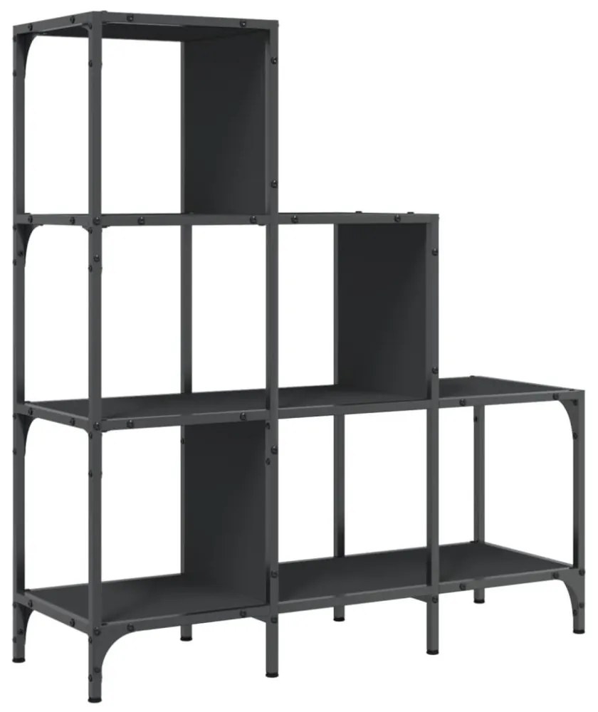 fekete szerelt fa és fém könyvszekrény 92 x 30 x 102 cm