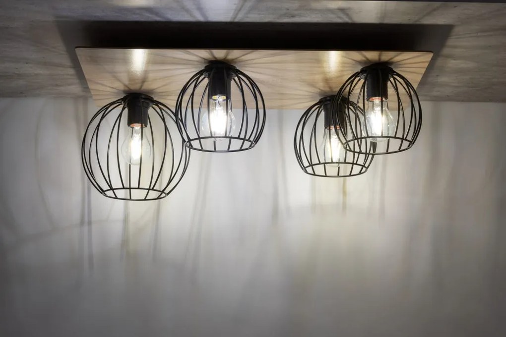 SIGMA LIGHTING 32360 CYBER Loft Mennyezeti Lámpa Fekete, Tölgy E27 IP20