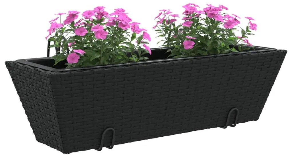 2 db fekete polyrattan növénytartó horoggal