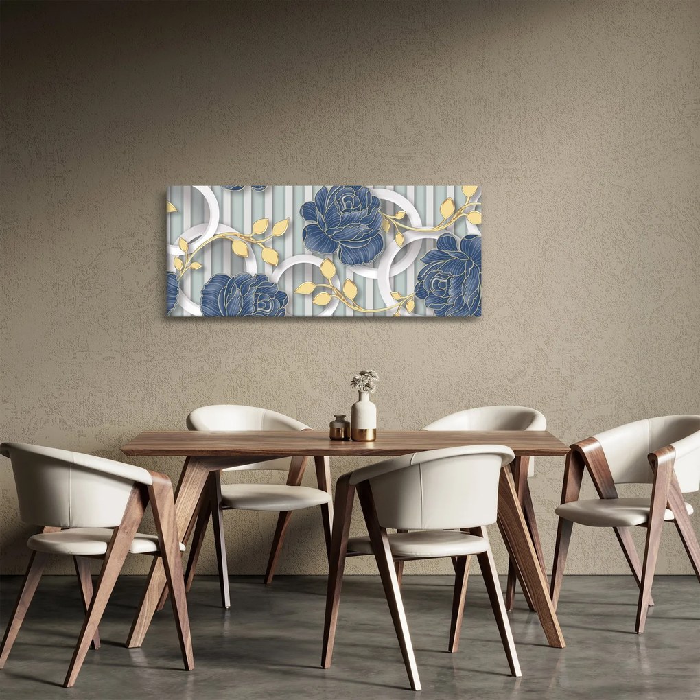 Kép - Rózsák és körök (120x50 cm)