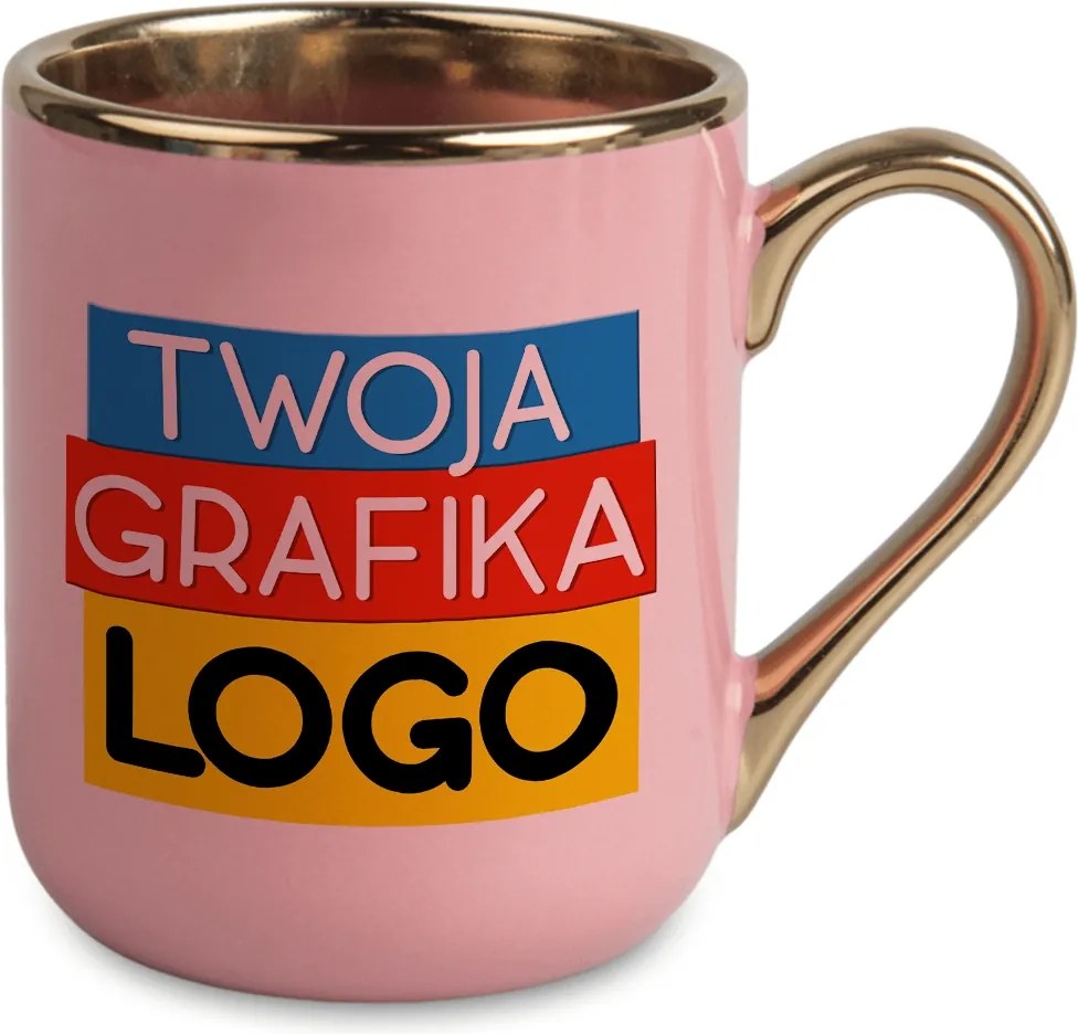 Bögre Logóval Saját Grafikával, Rózsaszín-arany Fotóval Neki A Cégnek