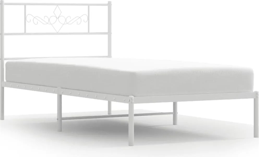 vidaXL fehér fém ágykeret matrac nélkül fejtámlával 180 x 200 cm