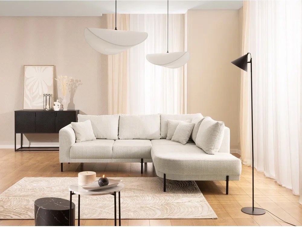 Bézs zsenília sarokkanapé (jobb oldali-L alakú) Mauris – Ropez