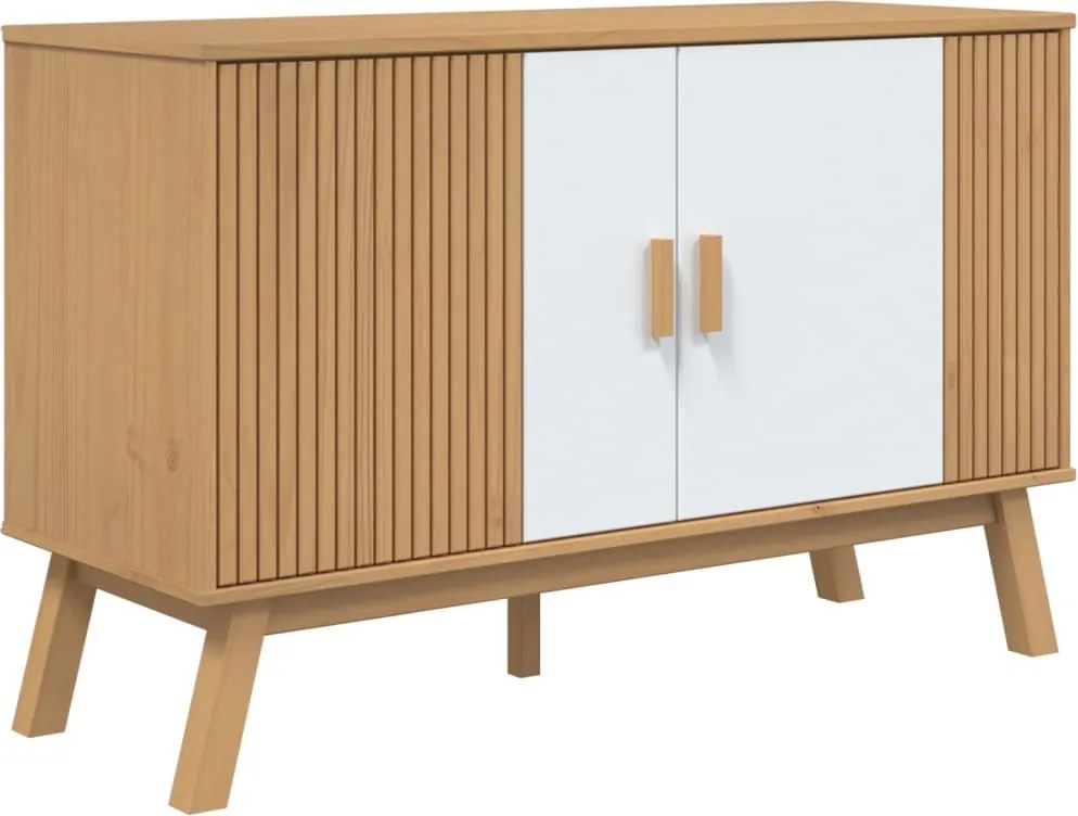 vidaXL OLDEN fehér és barna tömör fenyőfa tálalószekrény 114x43x73,5cm