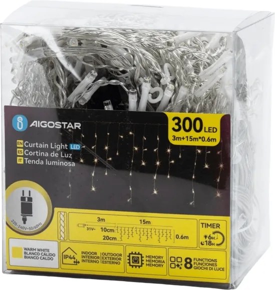 Aigostar - LED Kültéri dekoratív lánc 75xLED/6W/230V 15x0,6m IP44 meleg fehér