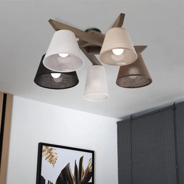 Brilagi - LED mennyezeti lámpa ANTHONY 5xE14/40W/230V tölgy-dió