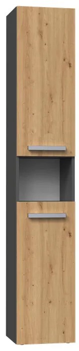 Riano MIX Nel I fürdőszoba szekrény, 31x174x30 cm, antracit-tölgy