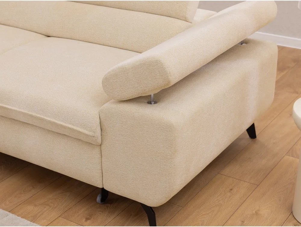 Krémszínű zsenília sarokkanapé (bal oldali-L alakú) Marbeya – Ropez