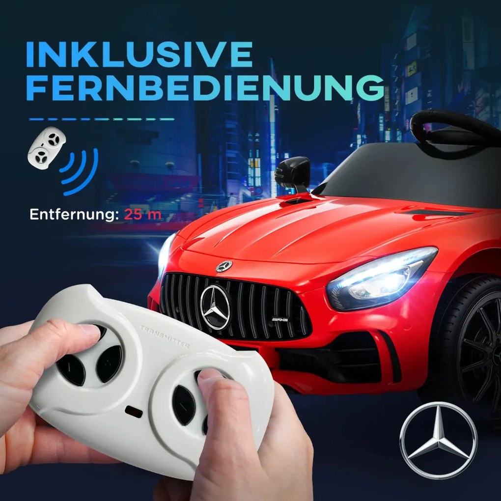 AIYAPLAY Elektromos gyerekautó, Mercedes, 3-5 km/h, távirányító, fények és zene, piros