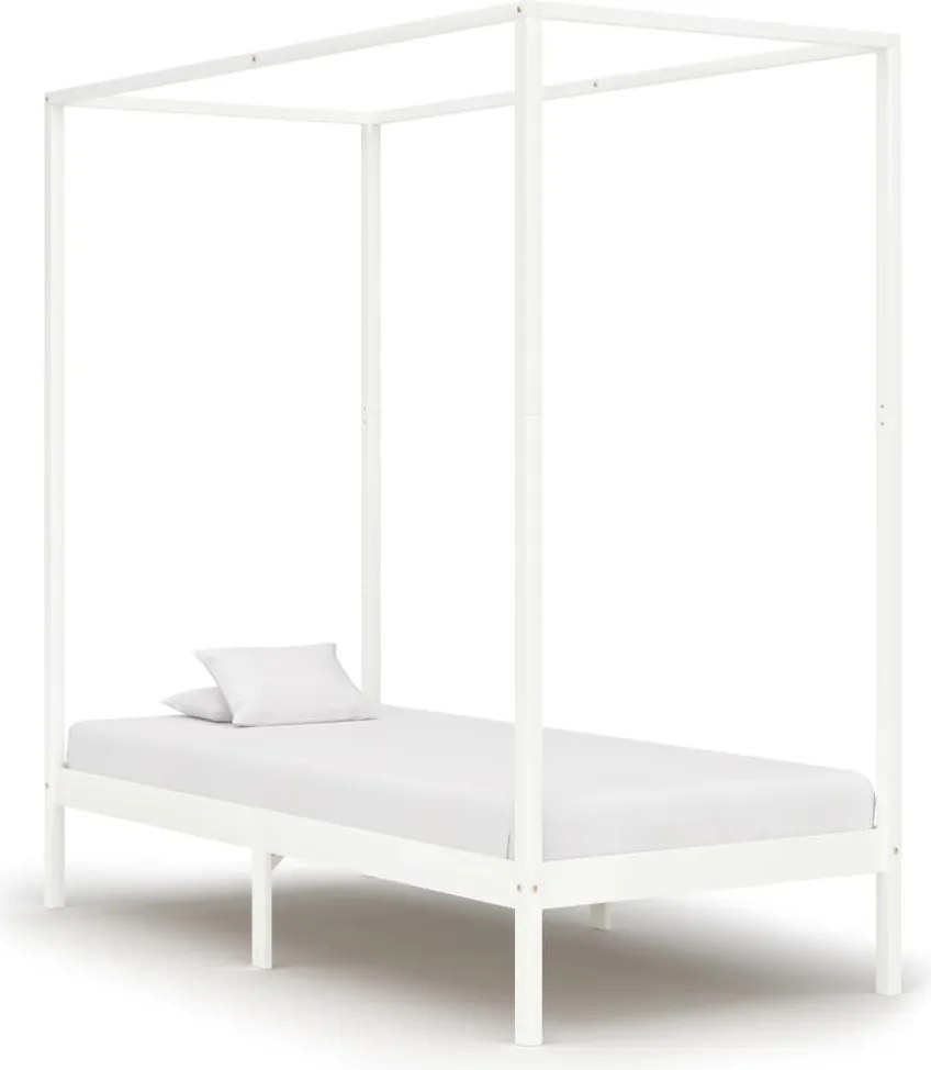 vidaXL fehér tömör fenyőfa baldachinos ágykeret 100 x 200 cm