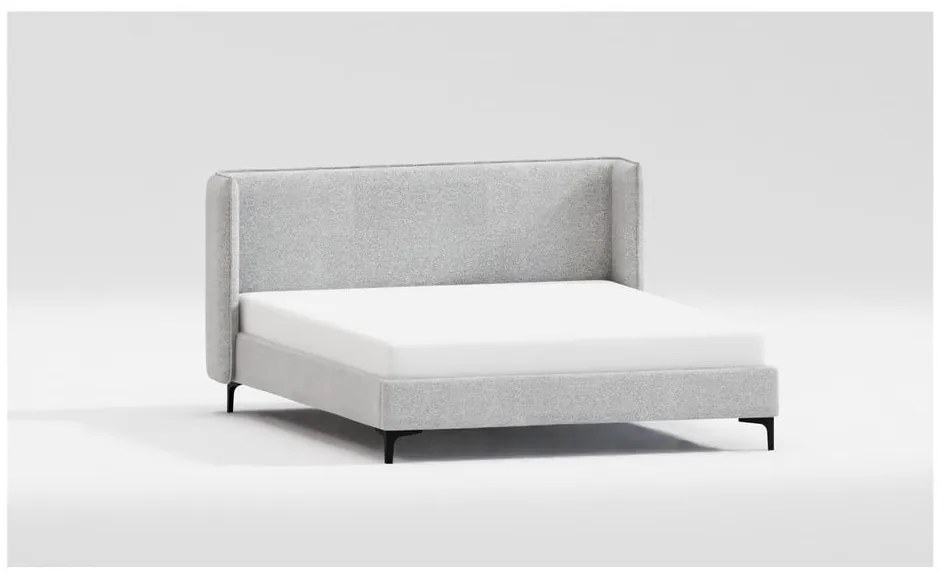 Szürke kárpitozott egyszemélyes ágy ágyráccsal 90x200 cm Basti – Ropez