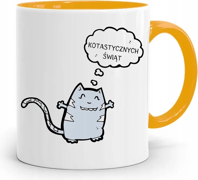 Sárga Karácsonyi Bögre Mikulásra, fényképes nyomtatással