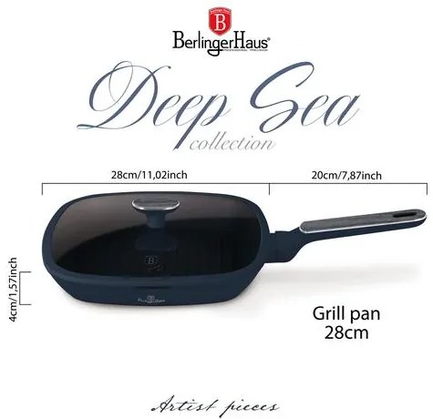 BerlingerHaus Grill serpenyő fedővel (28 cm) Deep Sea Collection BH/8374