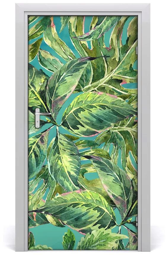 Ajtóposzter öntapadós trópusi levelek 95x205 cm