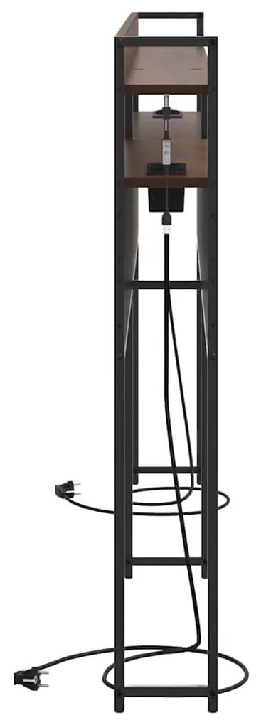 Fejtámla LED -es lámpákkal polcokkal barna tölgy 200 cm Faanyag