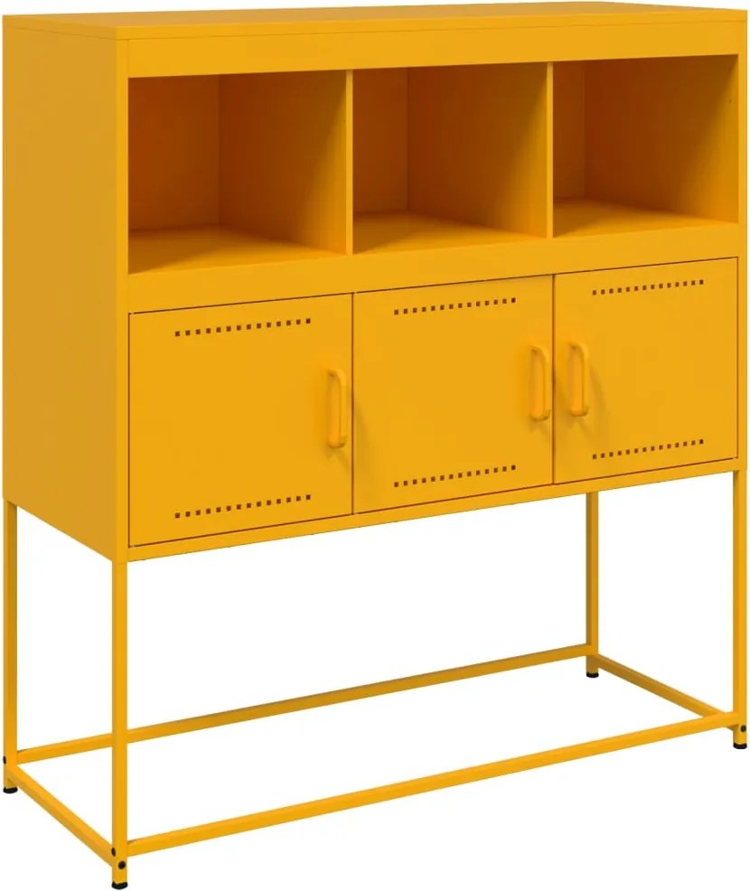 vidaXL mustársárga acél tálalószekrény 100,5 x 39 x 107 cm