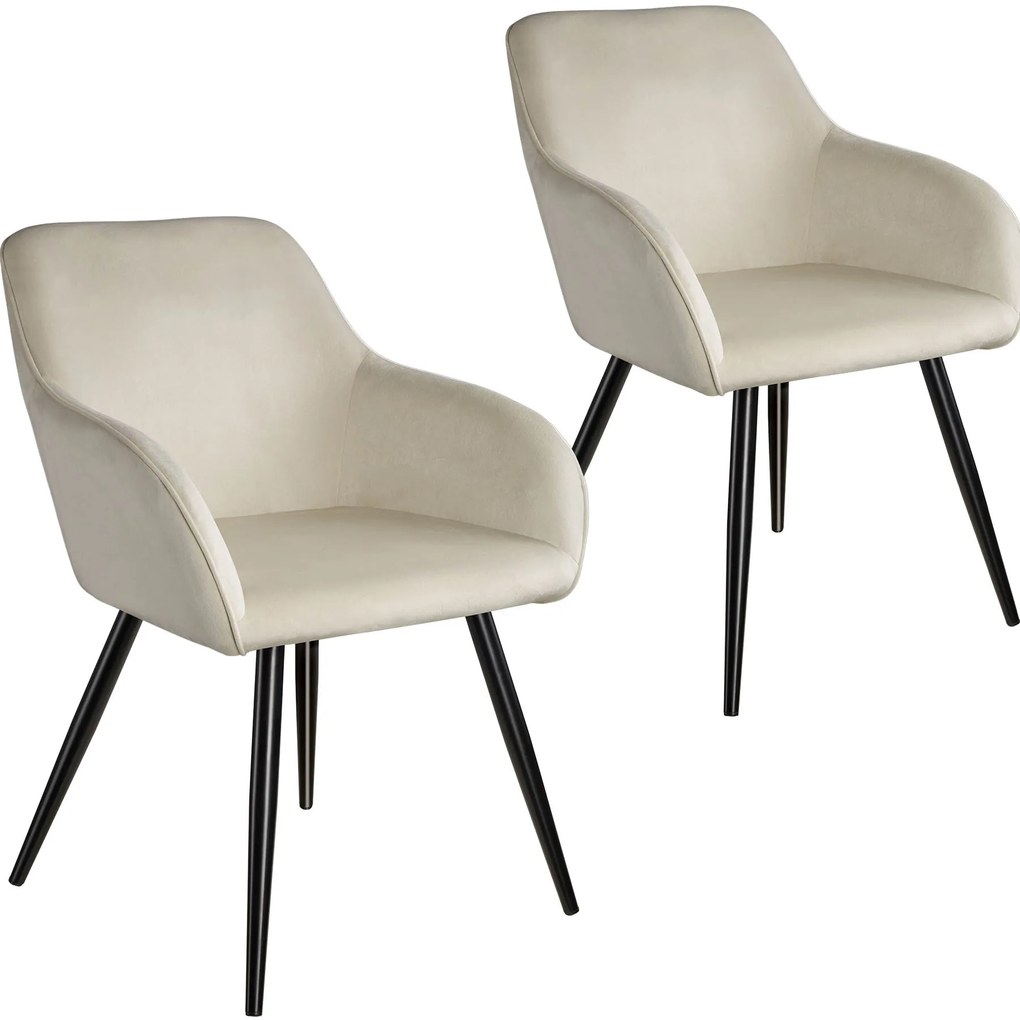 TecTake GmbH 404046 marilyn bársony hatású székek - krém / fekete, 2 darabos készlet