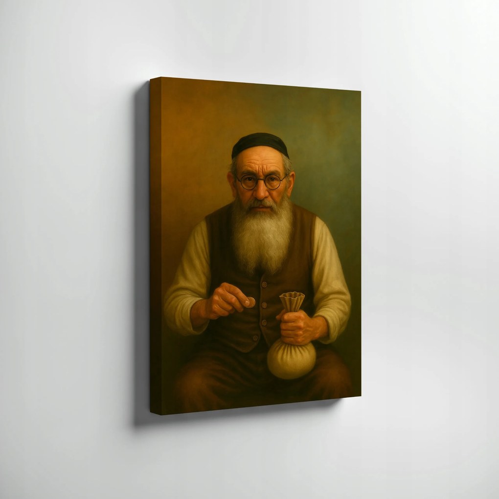 Vászonkép Zsidó Portré Zsidó Pénzzel A Boldogságért . 70x50cm