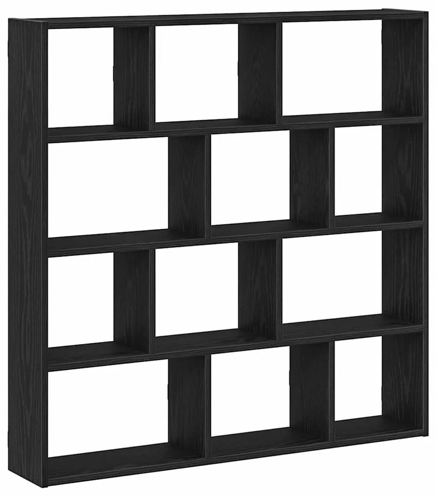 fekete szerelt fa fali kockapolc 12 rekeszes színű