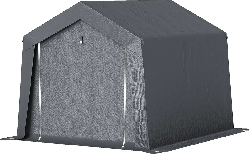 Outsunny Kert Shed, Tároló Sátor, 3 x 3 m, Vízálló és UV-ellenálló, Horganyzott Acél Váz és Nagy Ajtó, Kerékpár Garázs Menedék a Szabadtérhez, Sötétsz