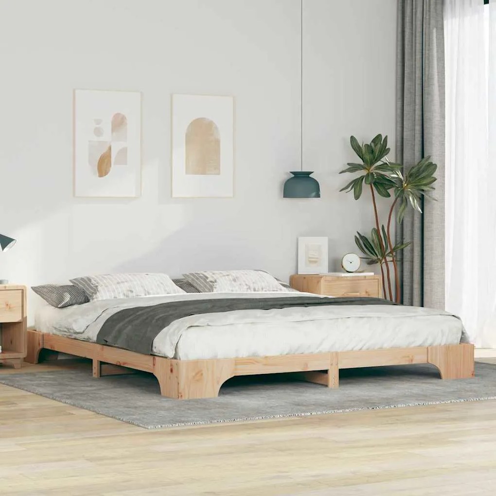 Földi ágykeret Barna 180 x 210 cm Tömör fenyőfa