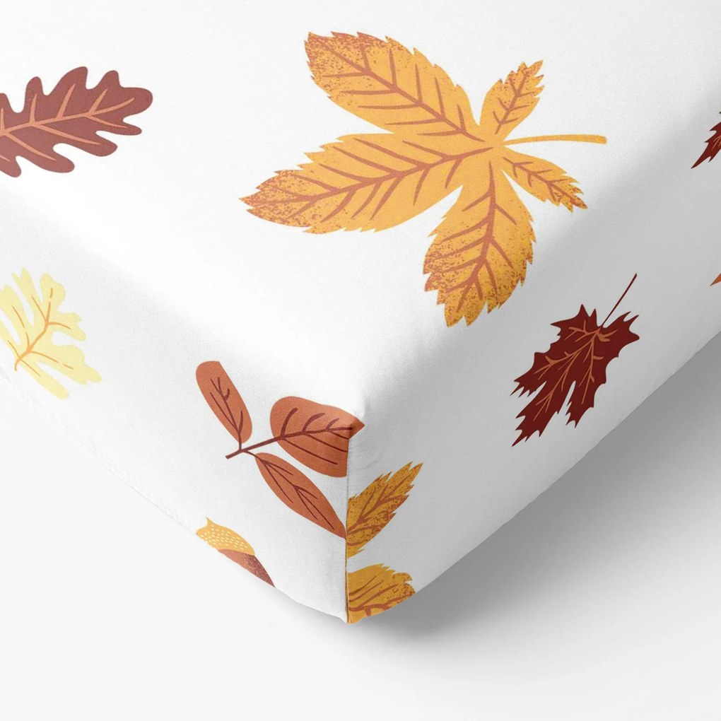 Goldea pamut gumis lepedő - őszi levelek 80 x 200 cm