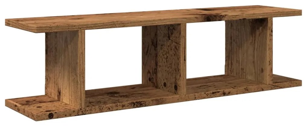 2 db antik fa színű szerelt fa fali polc 75 x 18 x 20 cm