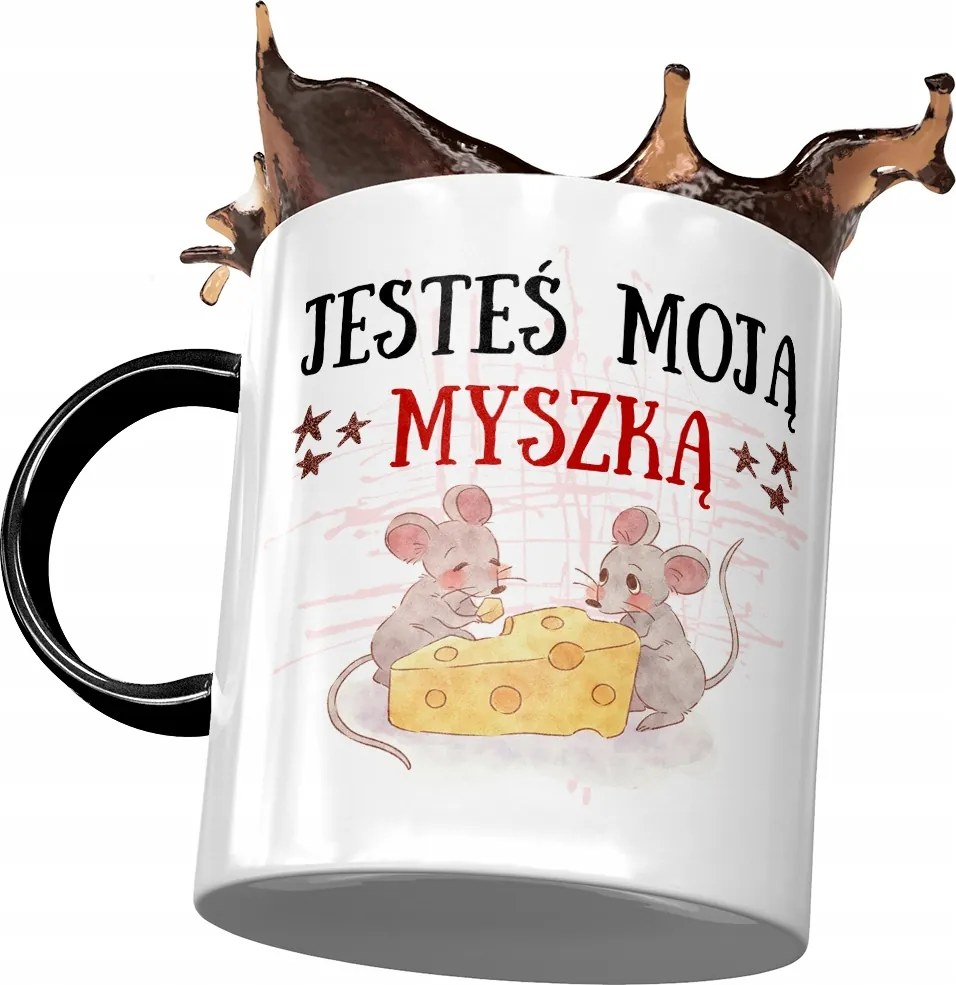 Fekete bögre egérrel Cuki ajándék fényképes nyomtatással