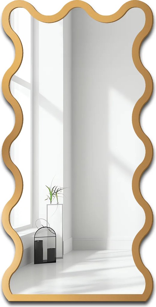 Blobs Twist hullámos tükör arany Mdf keretben 90x180 falra szerelhető