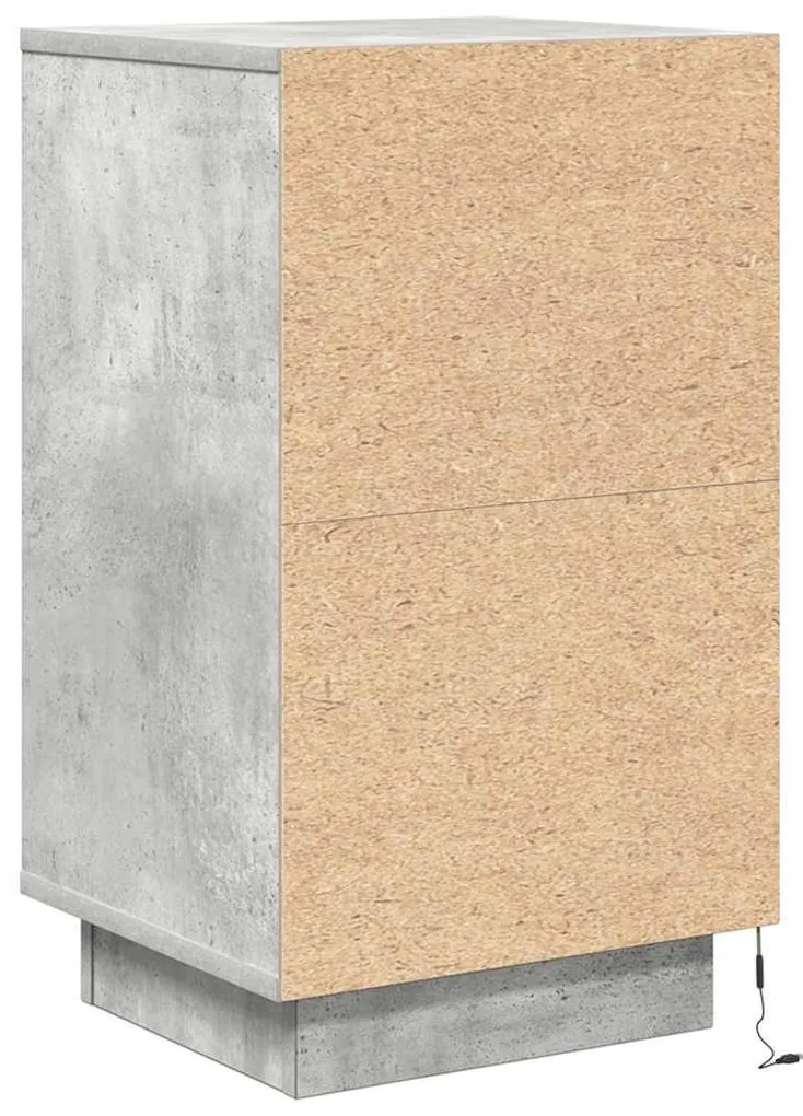 betonszürke éjjeliszekrény LED-világítással 38x34x65 cm