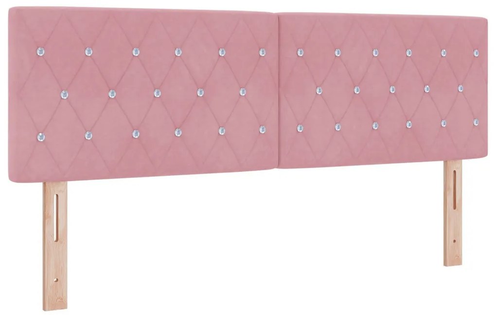 Fejtámla Kristálygombos Rózsaszín 140 cm Velúr