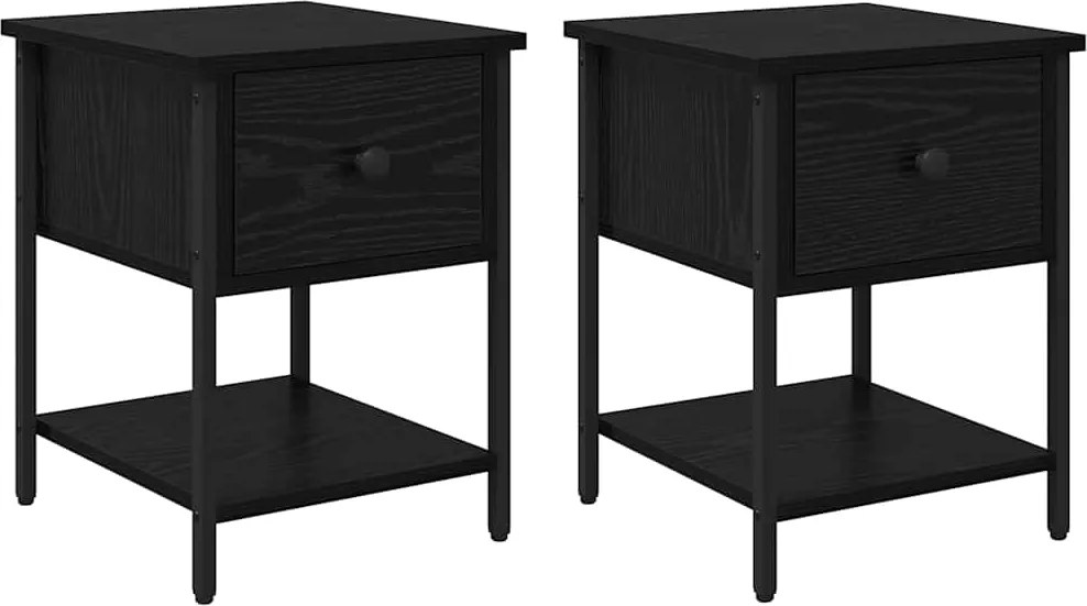 vidaXL Éjjeli asztal 2 pcs Fekete tölgy 34 x 35,5 x 45 cm Faanyag