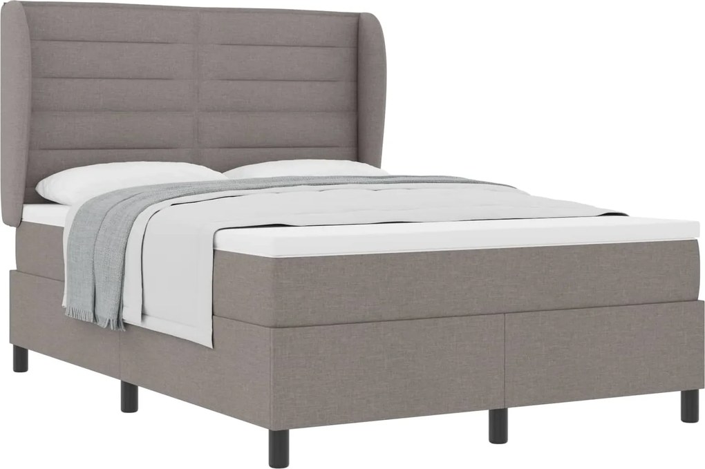 vidaXL Boxrugós ágy matracmal fejtámlával Tópszínű 140 x 190 cm szövet