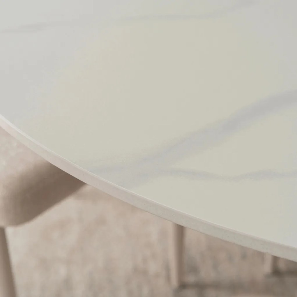 SANDER 90 cm-es étkezőasztal fehér/kasmír színben