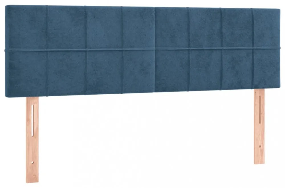 sötétkék bársony LED-es fejtámla 144x5x78/88 cm