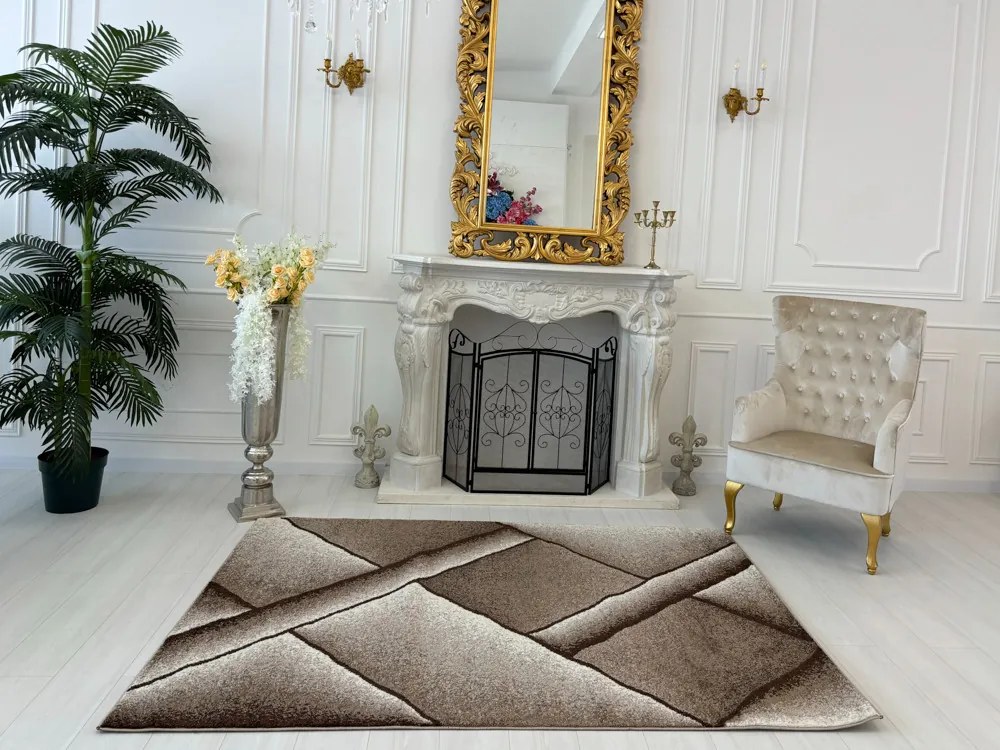 Nora 6034 bézs modern szőnyeg 80 cm-es szett