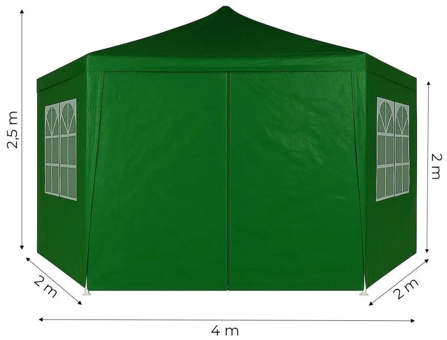 Kerti összecsukható pavilon 2x2x2m + 6 falla és ablakokkal zöld