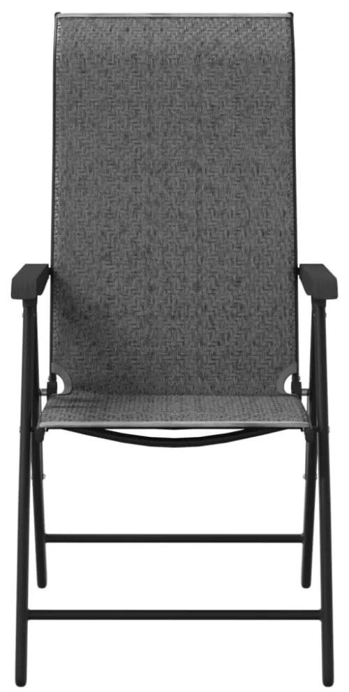 2 db szürke polyrattan összecsukható kerti szék