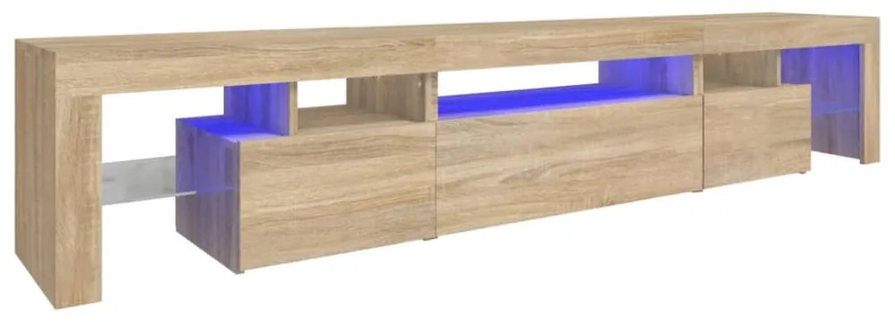 sonoma tölgy színű TV-szekrény LED-lámpákkal 215x36,5x40 cm