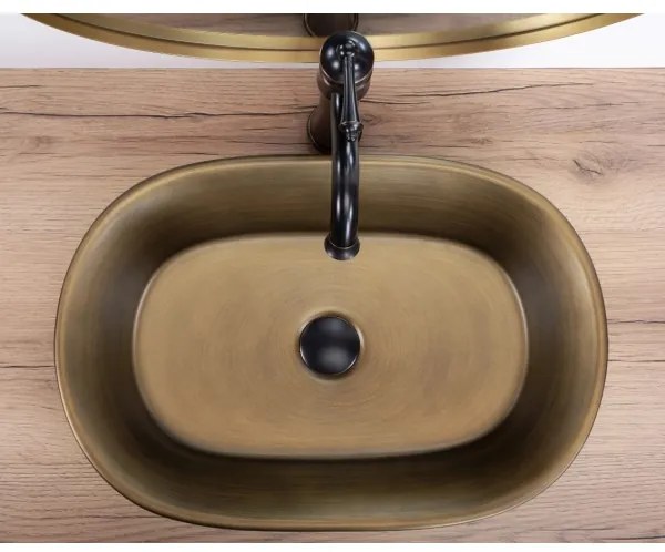 REA-U3305 - Munkalapra szerelhető mosdó WILMA RUSTIC 38x55 cm kerámia/rézszínű