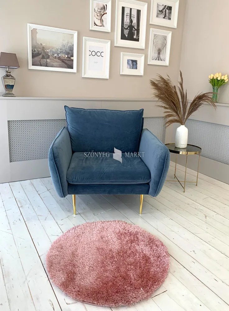 Puffy shaggy kerek szőnyeg Rózsaszín (Pink) 100x100