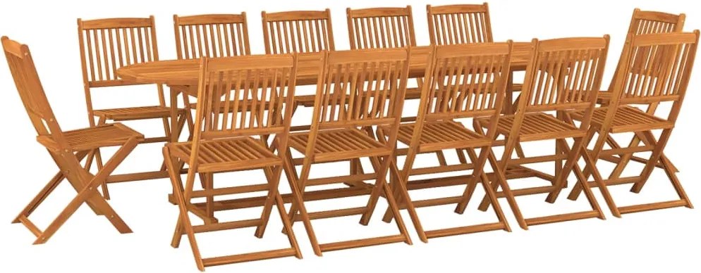 vidaXL 13 részes tömör akácfa kerti étkezőgarnitúra 280x90x75 cm