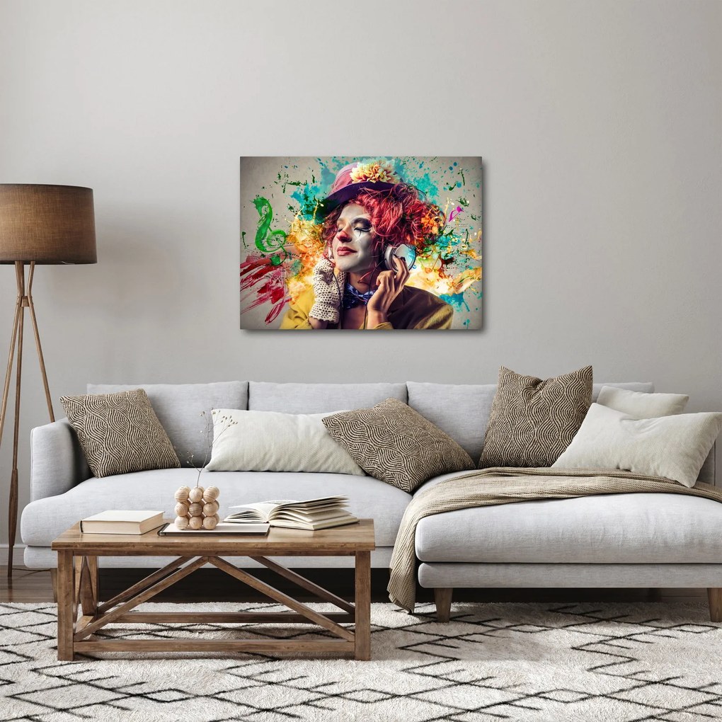 Kép - Női művész fejhallgatóval (70x50 cm)