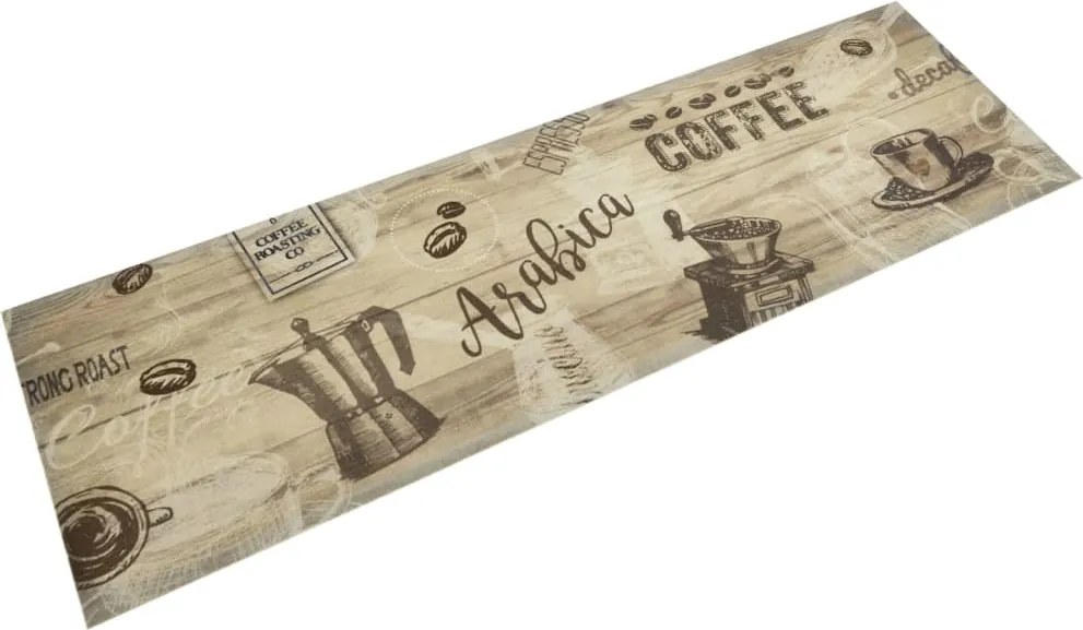 vidaXL barna kávémintás mosható bársony konyhaszőnyeg 45x150 cm