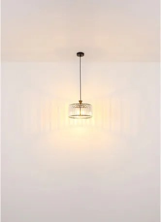 Globo 15742H Függeszték fém fekete matt, átlátszó akril kristályok, fekete PVC kábel, ø: 310mm, M: 1200mm, 1x E27 60W 230V izzó nélkül