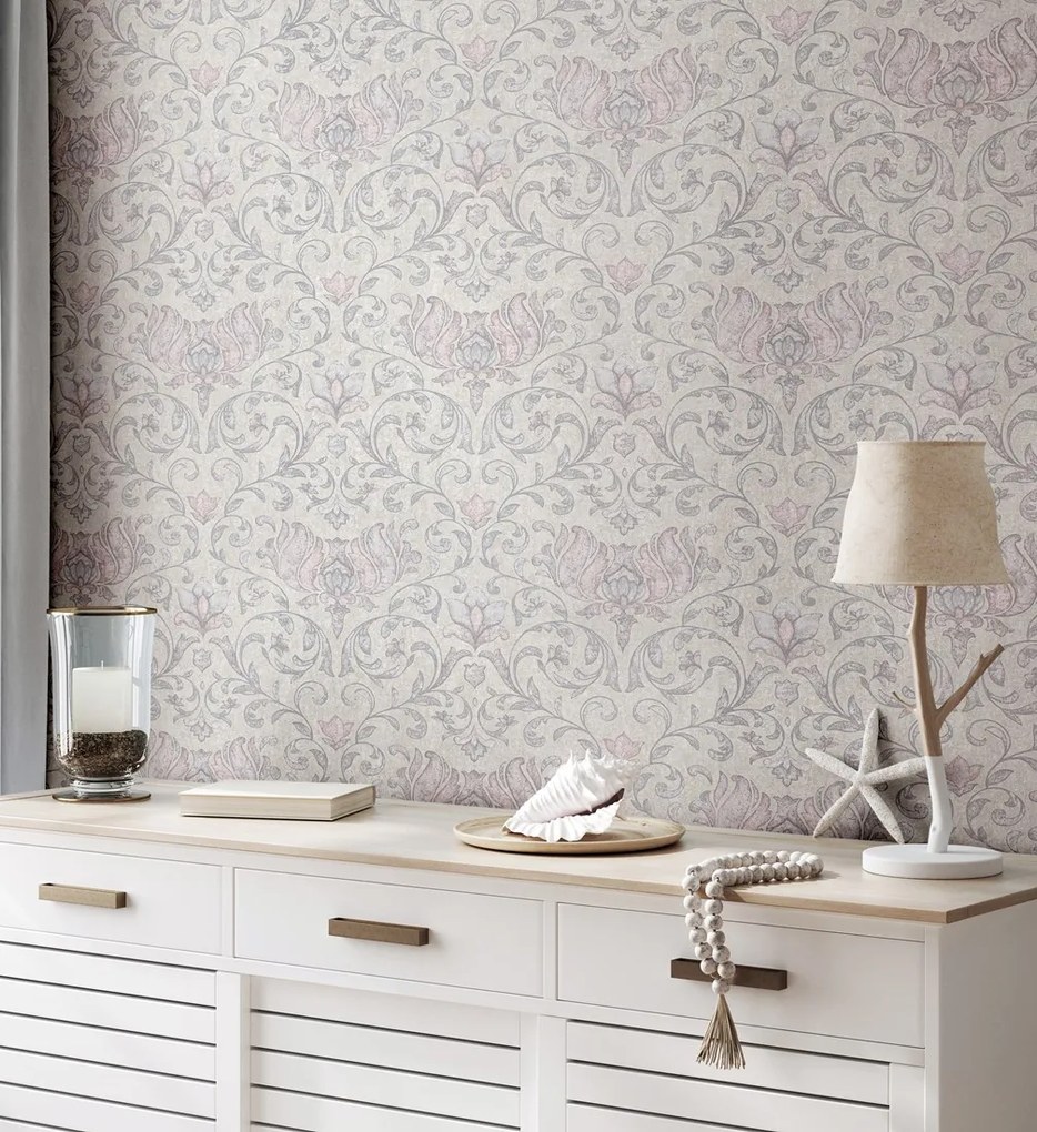 Világos Bézs Növényi Vinil Díszek Tapéta