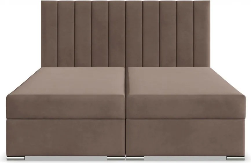 Agen ágy, bársony, 180 x 200, ágyneműtartóval, barna