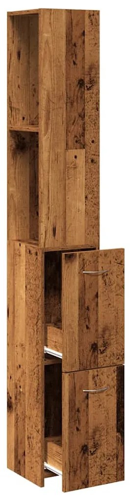 antik fa színű szerelt fa fürdőszobaszekrény 25x25x170 cm
